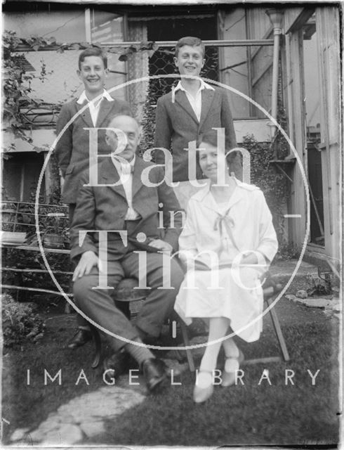 The photographer's family in the garden of 32, Sydney Buildings, Bath 1926