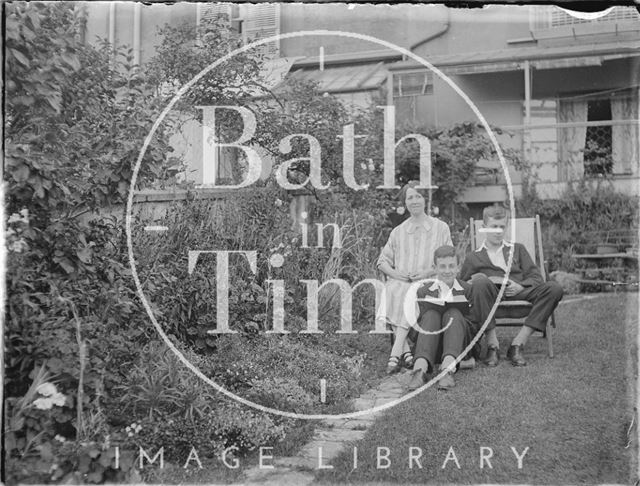 The photographer's family in the garden of 32, Sydney Buildings, Bath 1926