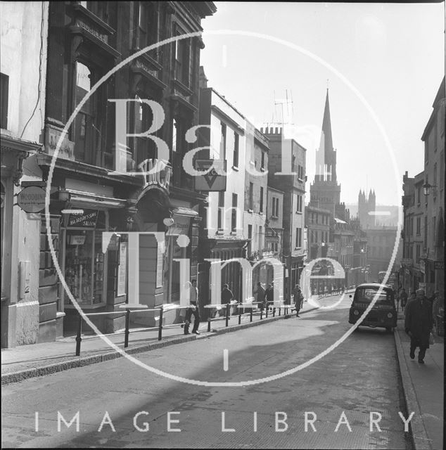 View down Broad Street showing the entrance to the Y.M.C.A., Bath c.1960