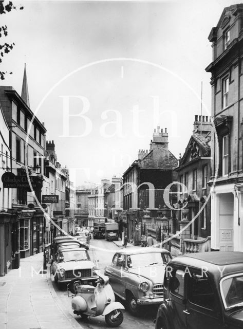 View down Broad Street towards King Edward's School, Bath c.1966