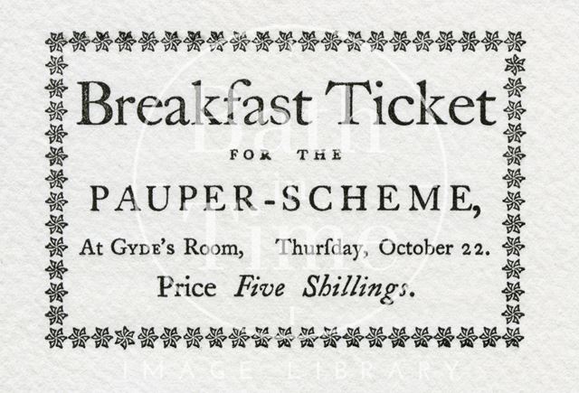 Replica of Breakfast Ticket for the Pauper Scheme, Gyde's Room, Bath 1767, 1772 or 1778