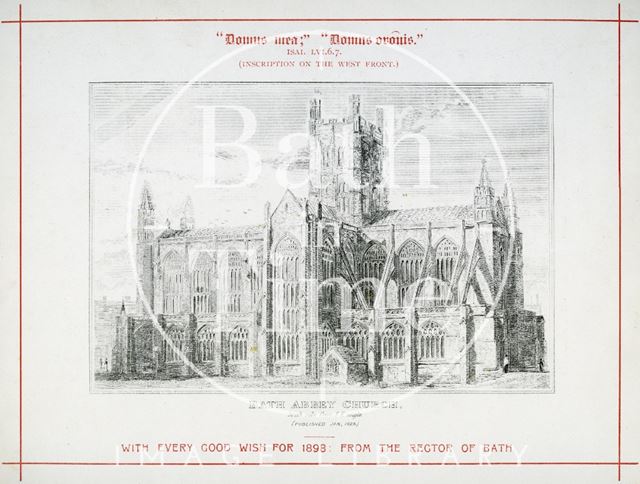 Bath Abbey Church, south side from southeast angle, first published 1825