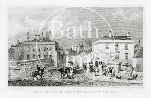 Entrance to Bath from the south side of the Old Bridge, Bath 1829