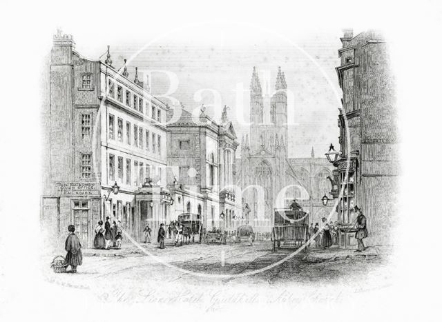 The White Lion Hotel, Guildhall & Abbey Church, Bath 1844