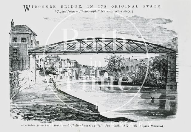 Widcombe Bridge in its original state, Bath 1877