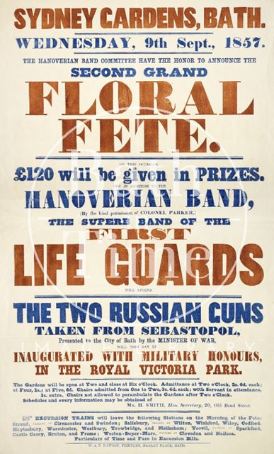 Sydney Gardens Grand Floral Fete and Inaugaration of Russian Guns in Royal Victoria Park, Bath 1857