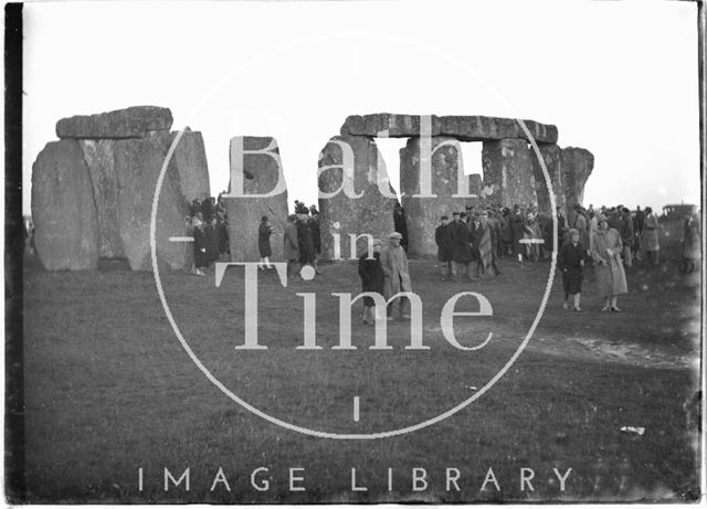 Visitors at Stonehenge at sunrise, Wiltshire c.1929