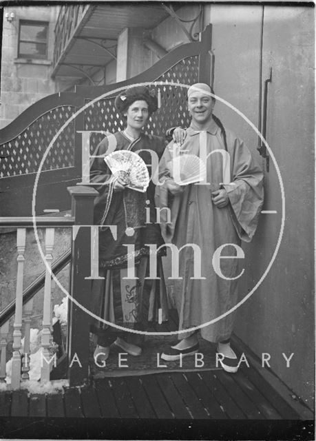 Mr. and Mrs. Fred Wills from 40, Sydney Buildings, Bath in fancy dress costume c.1920