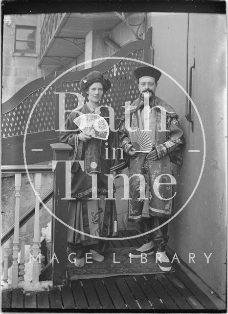 Mr. and Mrs. Fred Wills from 40, Sydney Buildings, Bath in fancy dress costume c.1920