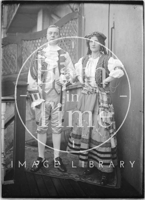 Mr. and Mrs. Fred Wills from 40, Sydney Buildings, Bath in fancy dress costume c.1920