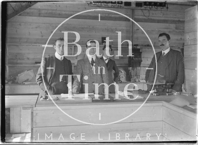 Post office workers inside the Field Post Office, Salisbury Plain, Wiltshire c.1905