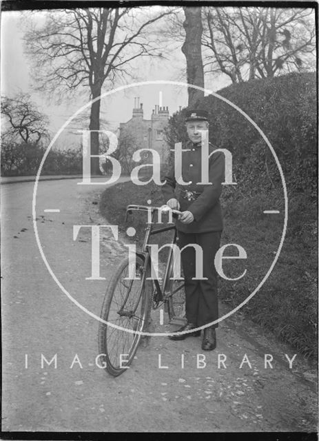 Telegram boy and bicycle, Horseshoe Walk, Bath c.1910