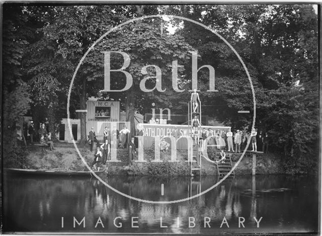 Bath Dolphin Swimming Club and Y.M.C.A. Swimming Club, Cleveland Baths, riverside c.1910