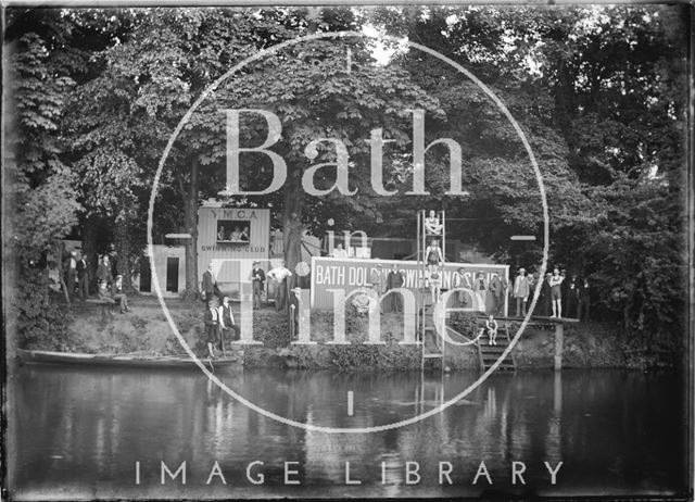 Bath Dolphin Swimming Club and Y.M.C.A. Swimming Club, Cleveland Baths, riverside c.1910