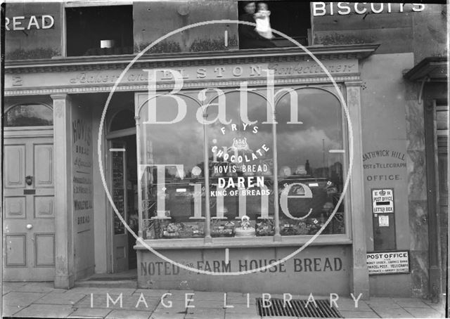 Outside the shops on Bathwick Hill, Bath c.1910