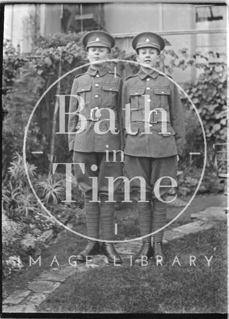 The photographer's twin boys in school army uniform c.1923