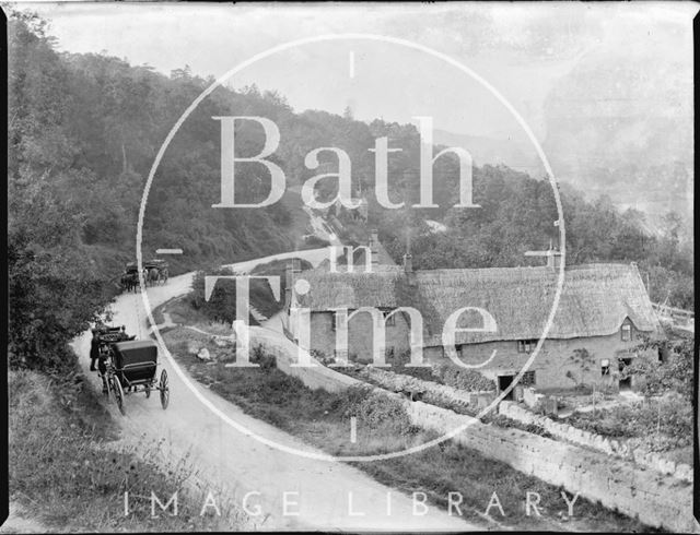 Hideaway Cottage and 3, Middle Stoke from the Warminster Road above Limpley Stoke, Wiltshire c.1900