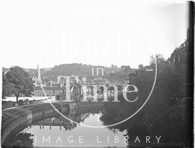 View from North Parade Bridge looking towards Widcombe and Dolemeads, Bath c.1910