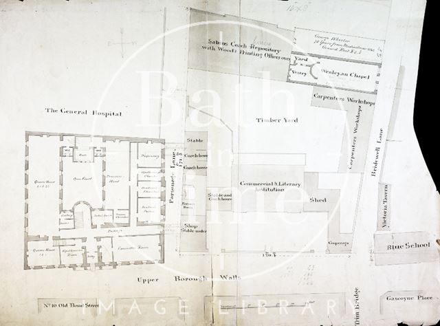 Plan of land south of Upper Borough Walls, Bath c.1842-1858