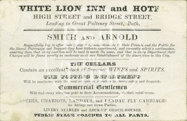 The White Lion Inn and Hotel, High Street and Bridge Street, Bath c.1840