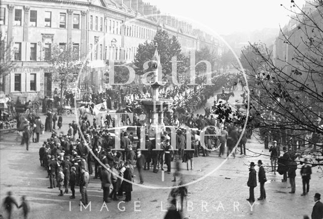 Gathering at Laura Place and Great Pulteney Street, Bath c.1890 - detail