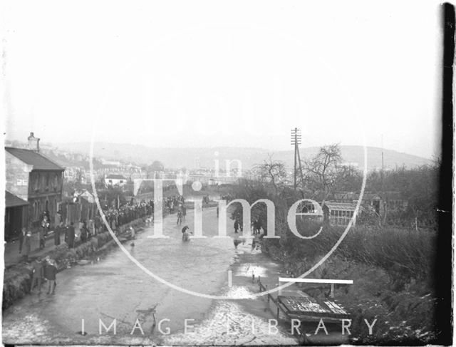 Frozen Kennet and Avon Canal, Bathwick, Bath c.1920