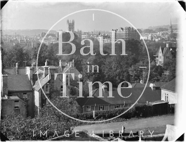 View towards Bath Abbey from Sydney Buildings c.1920