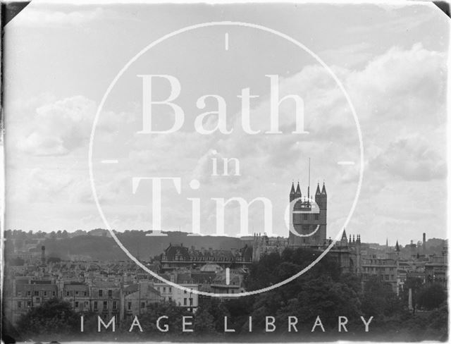 Twilight cloud study and view of Bath Abbey from Sydney Buildings c.1920