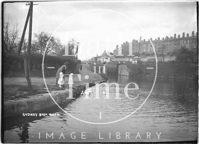 Feeding the ducks, Sydney Buildings, Bath c.1915