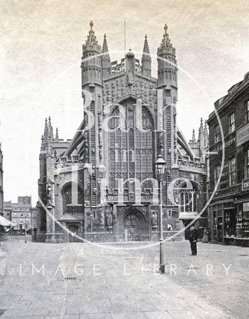 View of Bath Abbey west front from Abbey Church Yard c.1870?