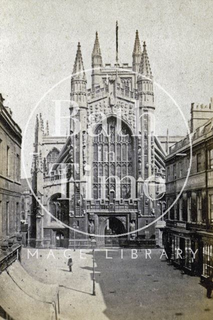 West front of Bath Abbey from Abbey Church Yard c.1870