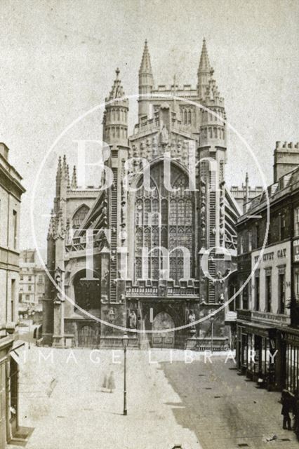 West front of Bath Abbey from Abbey Church Yard c.1870