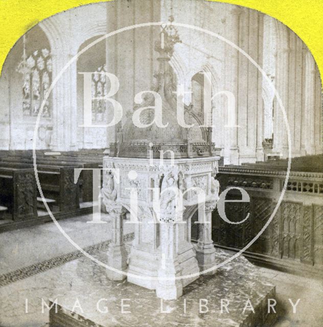 The font, Bath Abbey c.1870