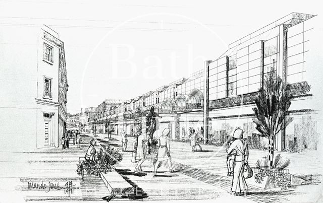 Artist's impression of the new (old) Southgate Development, Bath 1971