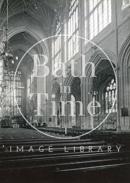 The nave and south aisle showing the fan vaulting, Bath Abbey c.1950?