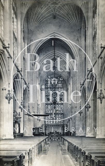 The nave looking east, Bath Abbey c.1890