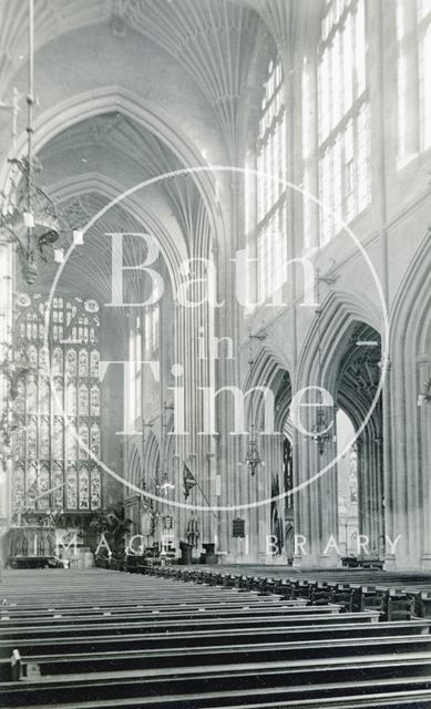 The nave looking east, Bath Abbey c.1960