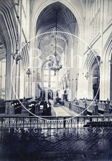 Interior of Bath Abbey looking west c.1873