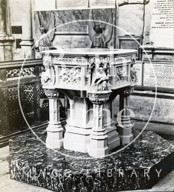 The font at Bath Abbey c.1890