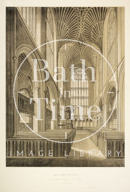 View of the choir, Bath Abbey Church 1845