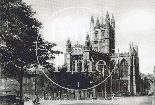 Abbey Church, northeast view from the Orange Grove, Bath c.1930