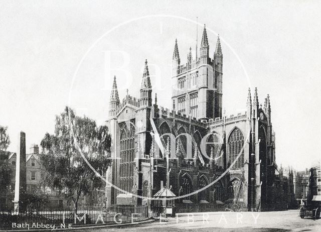 Abbey Church, northeast view from the Orange Grove, Bath c.1920?