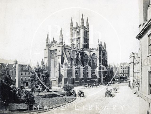 Abbey Church (exterior). Northeast view with Orange Grove, Bath c.1872