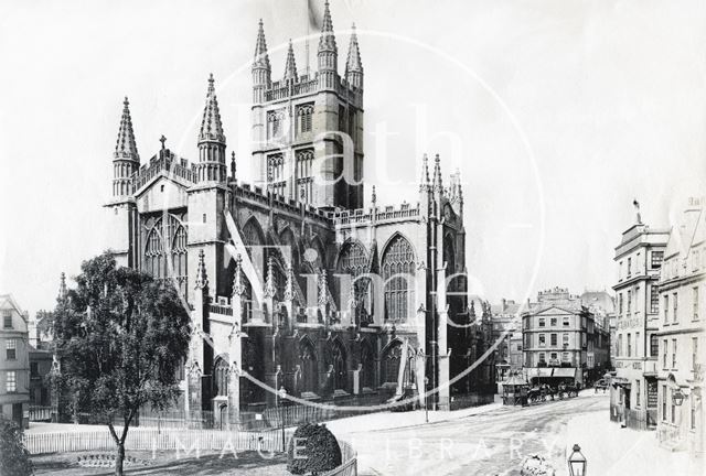 Abbey Church, northeast view with Orange Grove, Bath c.1885