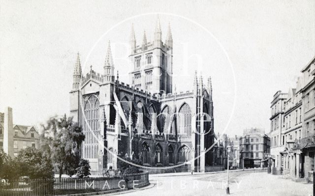 Abbey Church (exterior). Northeast view with Orange Grove, Bath c.1890