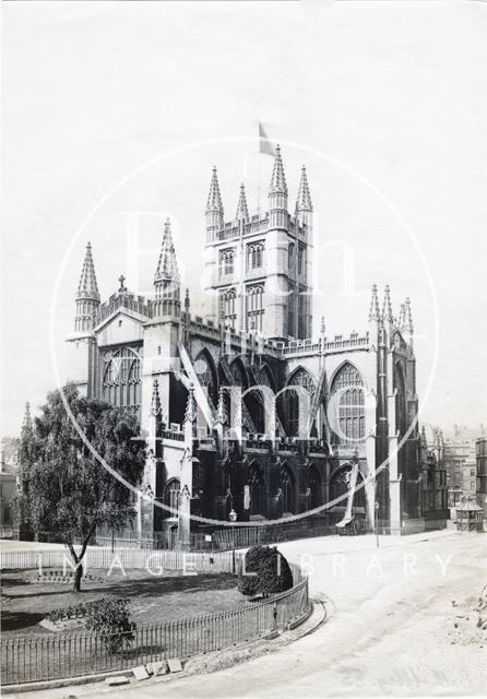 Abbey Church, northeast view with Orange Grove, Bath c.1890