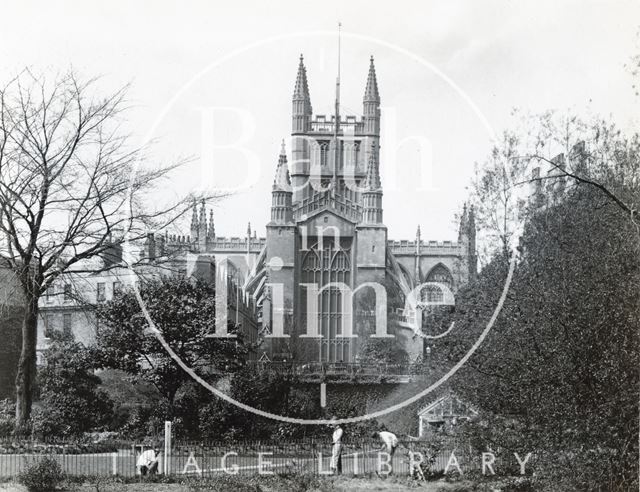 Bath Abbey, viewed from across Parade Gardens c.1890