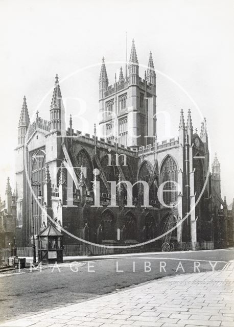 Abbey Church (exterior). Northeast view with Orange Grove, Bath c.1895