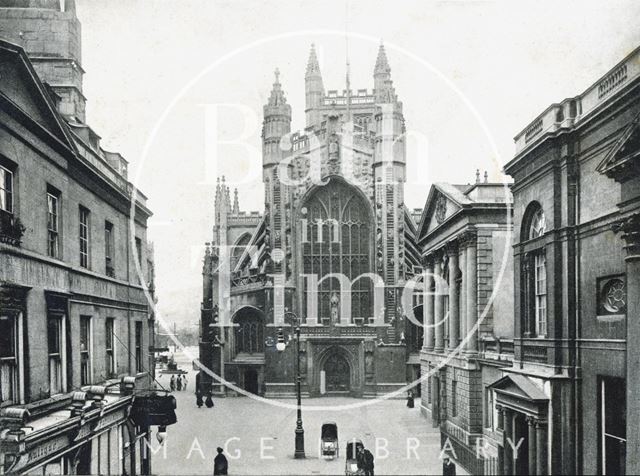 Abbey Church, west front and Abbey Church Yard, Bath c.1910