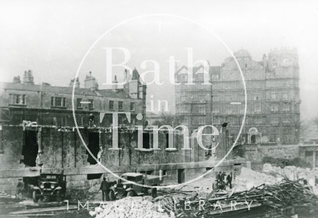 The demolition of the Bath Royal Literary and Scientific Institution, Terrace Walk, Bath 1932